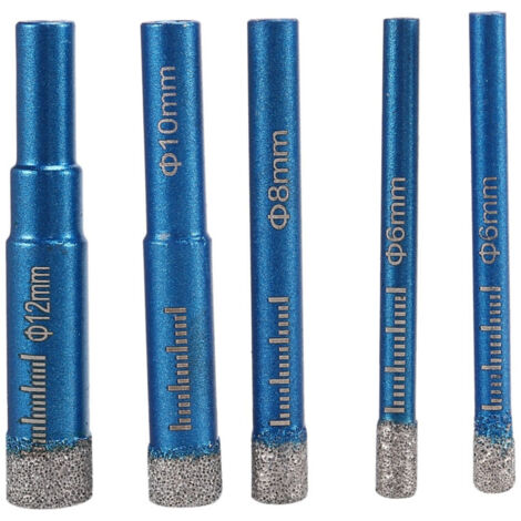 5 pièces forets diamantés secs pour granit céramique marbre Ø6,8,10,12mm tige ronde