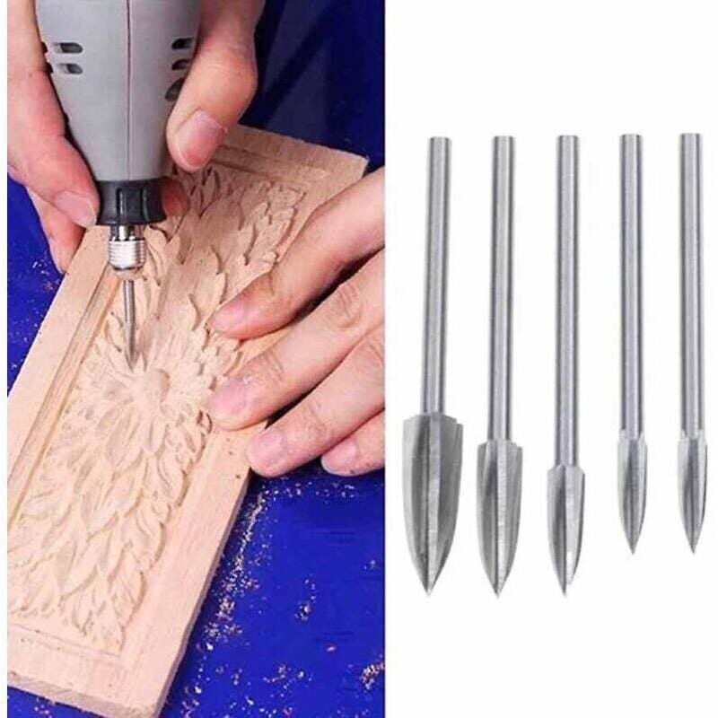 Image of 5 Pièces Forets Gravure Bois Sculpture Racine Outils Menuiserie Acier