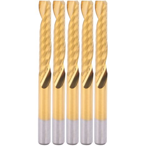 5 Pièces Fraise 1 Dent Revêtue Titane pour CNC, Foret Spirale HSS 4x22x45mm pour Fraisage Rapide