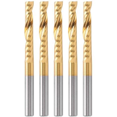 5 Pièces Fraise 1 Dent Revêtue Titane pour CNC, Foret Spirale HSS pour Fraisage Haute Vitesse 4x22x50mm