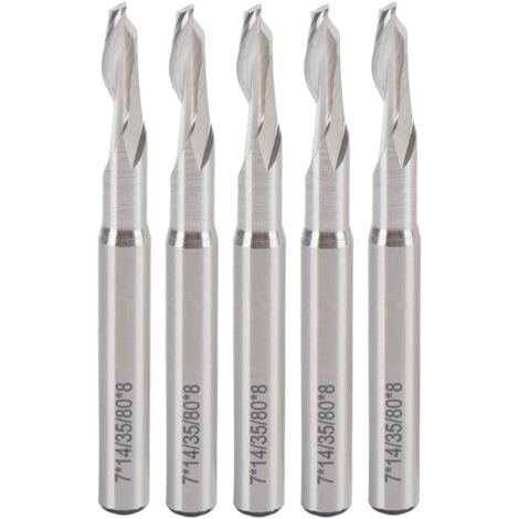 5 pièces Fraise à 1 dent Hélice Queue droite pour CNC 8x7x14x80mm