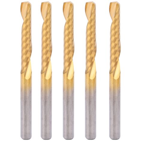 5 Pièces Fraise à 1 Tranchant Spirale HSS pour Gravure CNC, 4x25x50mm - Fraise Queue Droite