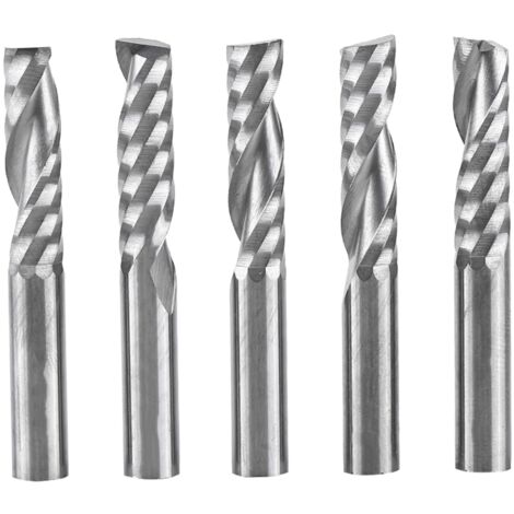5 pièces Fraises à queue de 6mm en carbure de tungstène à 1 dent, coupe spirale pour CNC