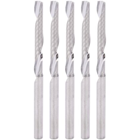 5 pièces Fraises Droites 1 Dent Coupante Spirale Outil de Fraisage 3.175x3.175x25x50mm