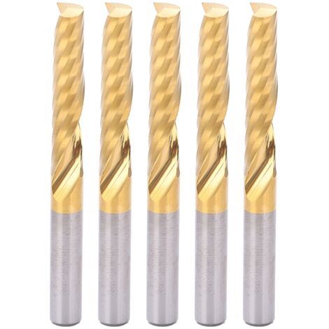 5 pièces Fraises en Spirale HSS pour CNC, Fraises à Queue 6mm, Set de Fraisage 32mm de Coupe