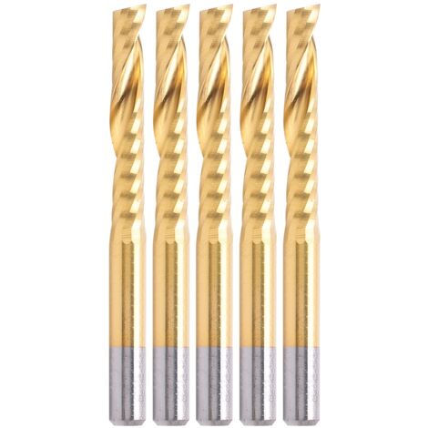 5 pièces Fraises en Spirale pour Aluminium, Jeu de Fraises CNC 4x25x45mm pour Usinage et Découpe