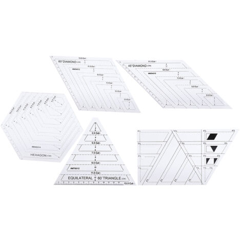 5 Pièces Gabarits de Patchwork Transparents pour Couture et Quilting, Outils DIY