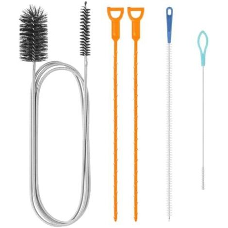 5 Pièces Goupillon Deboucheur Canalisation Professionnel, Brosse Nettoyage Canalisation, de Réutilisable, Lot Drain à Double Tête pour Cuisine Douche -