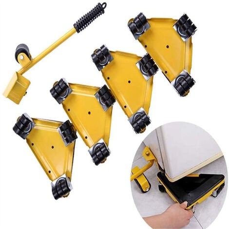 KARTOKNER 5 Pieces Heavy Duty Furniture Mover Carrier Set, Furniture Lifter Carrier Furniture Lifter Carrier Set and Furniture Gliders Capacity (Yellow��