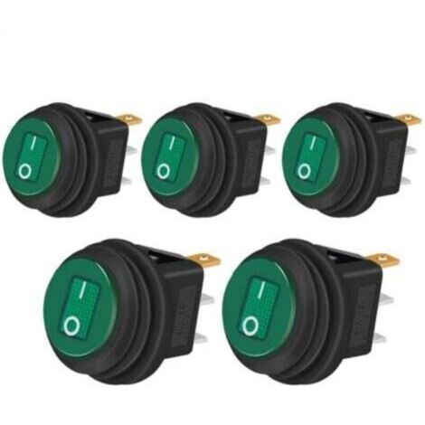 5 pièces Interrupteur à Bascule Étanche 12V 20A ON/OFF 3 broches 2 positions Commutateur à bascule Indicateur LED pour Voiture Camion Bateau Appareils électroménagers