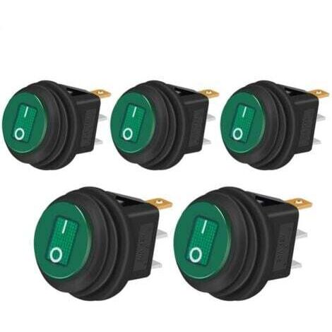 5 pièces Interrupteur à Bascule Étanche 12V 20A ON/OFF 3 broches 2 positions Commutateur à bascule Indicateur LED pour Voiture Camion Bateau Appareils électroménagers
