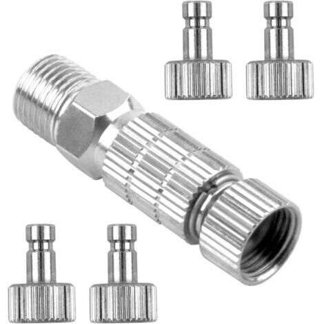 5 Pièces Kit d'Adaptateurs pour Aérographe , Raccords Mâles-Femelles Universels 1/8" , Adaptateur d'aérographe Raccord rapide pour aérographe,Connecteurs Rapides en Métal pour Tuyau d'Air