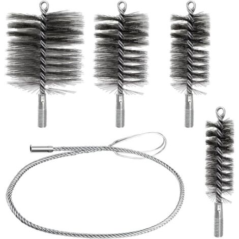 5 Pièces Kit de Hérisson Ramonage, Goupillon Métallique, Kit Ramonage Poêle à Granulé, Le Nettoyage des Gaines Souples, Le Nettoyage des Tuyaux de Poêle et L'élimination de la Rouille