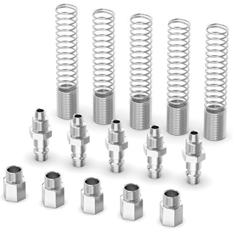 5 pièces kit de raccord d’air industriel mâle et de prise pour tube de 12MM OD x 8MM ID, raccords de compresseur de tuyau pneumatique à ressort
