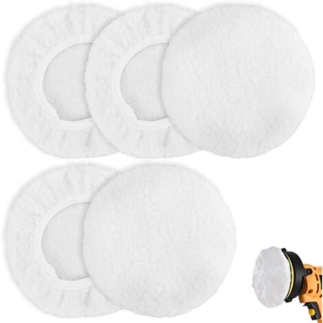 5 Pièces kit polissage voiture, Tampon de Polissage en Laine D'agneau, tampons de polissage pour voiture, Polissage en Microfibre Molle Coton de Coton 220 mm à 250 mm pour la Culture et l'autopole