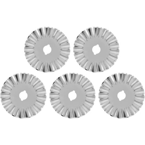 5 Pièces Lame de Couteau à Découper Tissu Papier, Cutter Roulant pour Couture et Taille, Ligne Ondulée 45mm