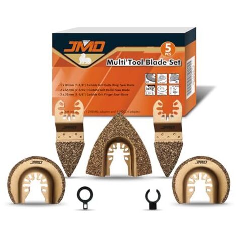 5 Pièces Lames de Scie Oscillante en Carbure Multi-outils pour la Coupe Carreaux, Accessoires Polir le Meulage Grains Ciment doré -
