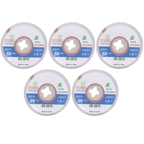 5 Pièces Mèche à Désouder Sans Nettoyage, Fil de Désoudure Fort, Outil de Soudure pour Composants Électroniques