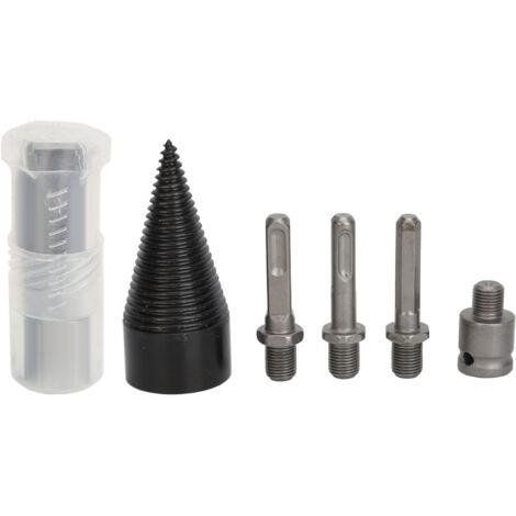 5 Pièces Mèche à Fendre Bois Acier 42mm, Foret pour Bûches de Chauffage, Embout Démontable pour Fendre les Bûches