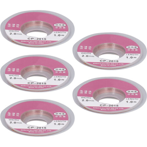 5 Pièces Mèche à Souder en Cuivre, Dessoudage Rapide, Haute Conductivité Thermique, 1m