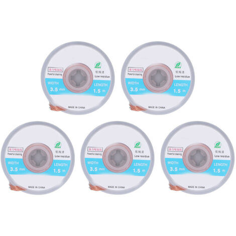 5 Pièces Mèche à Souder Rouleau Tresse Cuivre 1.5m Longueur 3.5mm Largeur Outil de Suppression pour Souder Dessouder