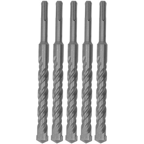 5 pièces Mèches à Percussion Carbure pour Béton et Briques, Forets Hélicoïdaux 2 Trous, 210mm x 18mm pour Marteau Rotatif