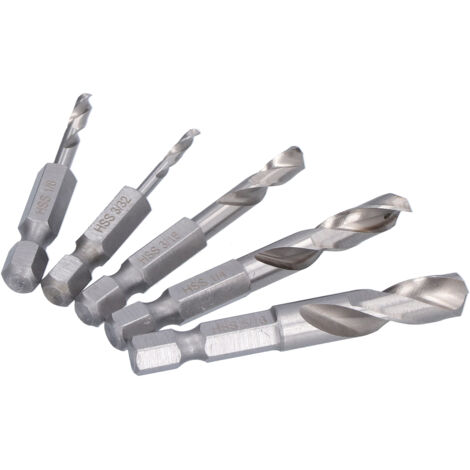 5 pièces Mèches Forêt Courtes Acier Rapide Hexagonale pour Perçage Métal et Bois