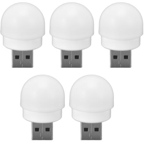 5 pièces Mini Ampoules LED à Brancher USB, Lumière Blanche Économique pour Chambre Salle de Bain Couloir (5PCS)