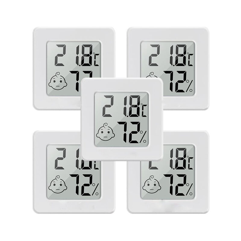 5 pièces Mini Hygrometre Thermometre Interieur Thermomètre Hygromètre Numérique LCD Moniteur de Température et Humidimètre pour Maison Bureau