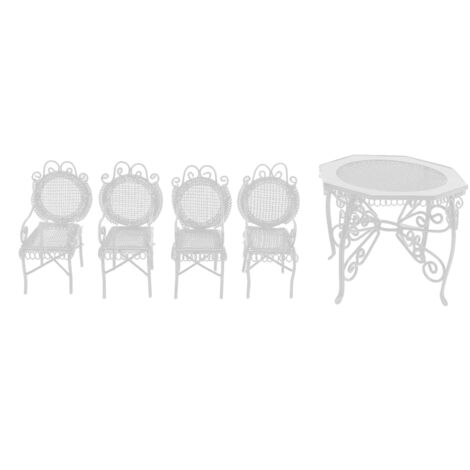 5 pièces Mini Meubles de Jardin pour Maison de Poupée, Table et Chaises Miniatures Décoratives Extérieur