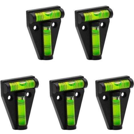5 Pièces Mini niveau à bulle, petit niveau à bulle incassable, niveau à bulle en T, robuste, double sens, pour camping-car, meubles(noir)