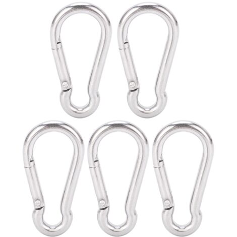 5 pièces Mousqueton en Acier Inoxydable 60mm, Crochet Sécurisé à Ressort pour Randonnée et Camping