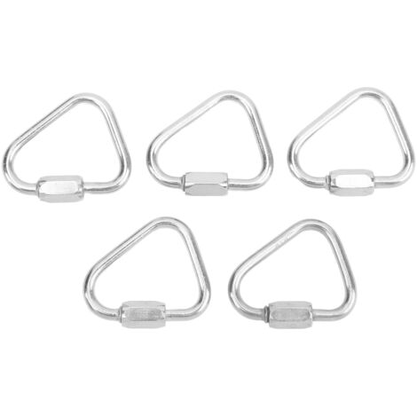 5 pièces Mousquetons triangulaires de sécurité en acier inoxydable, légers et compacts pour randonnée et camping - Diamètre 3,5 mm