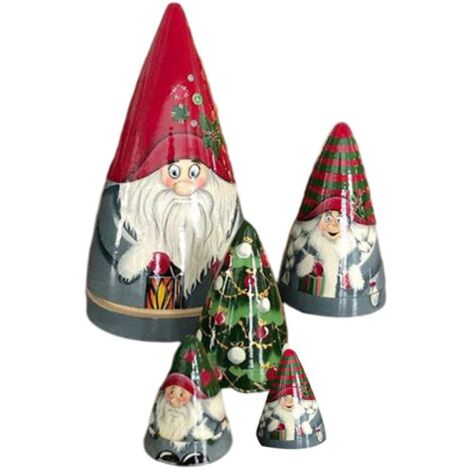 5 Pieces of Christmas Matryoshka Christmas Dwarf Collection Dolls Stacking Dolls Ornaments Christmas Decorations