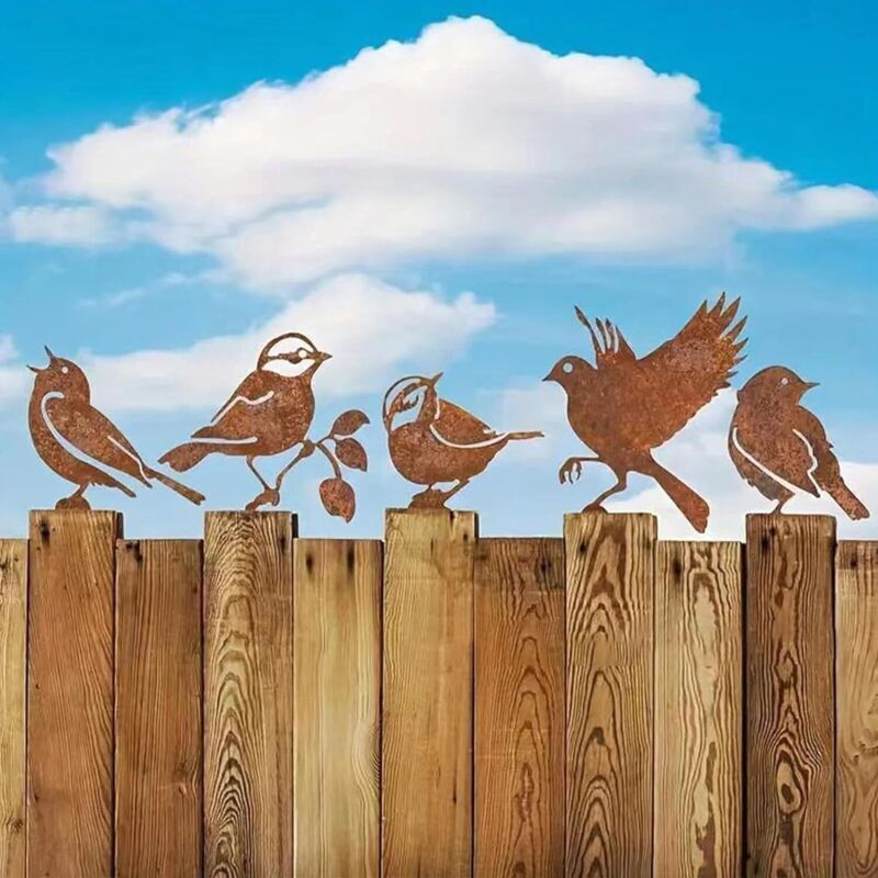 5 Pièces Oiseaux Decoratifs Exterieur,Oiseau Decoration,Decoration Jardin Exterieur pour Décorer Jardins Terrasses Cours Parcs Branches D'arbres