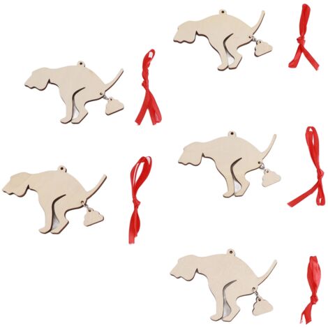 5 Pièces Ornements de Noël Chien Défécation Écologique Miniature Sécurisé pour Maison de Poupée Fenêtres Portes Bois