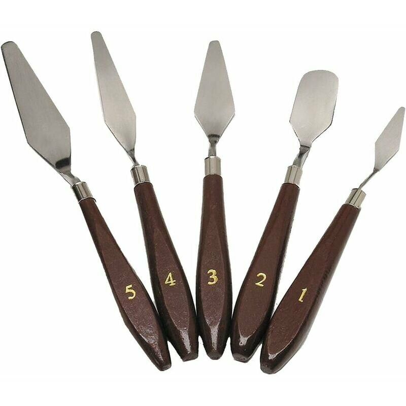 5 Pieces Paint Knife Set Stainless Steel Spatula Palette Knife Painting Mixing Scraper Oil Painting Accessories Color Mixing