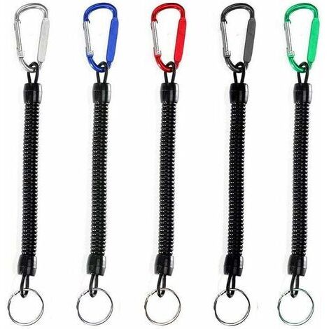 5 Pièces Pêche Cordons, Pêche Outils Sécurité Elastique Corde Multicolor Cordes De Pêche Bateau Sécurisé Rétractable Spiralé Tether avec Mousqueton, Poisson Outils Attirail De Pêche Accessoires