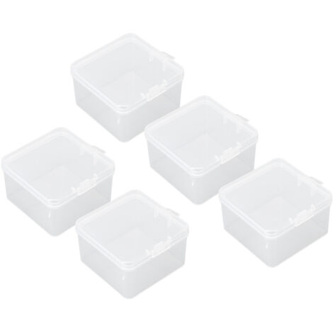 5 Pièces Petits Pots de Rangement Transparents avec Couvercle, Boîte de Stockage pour Éponges, Fournitures de Bricolage et Outils