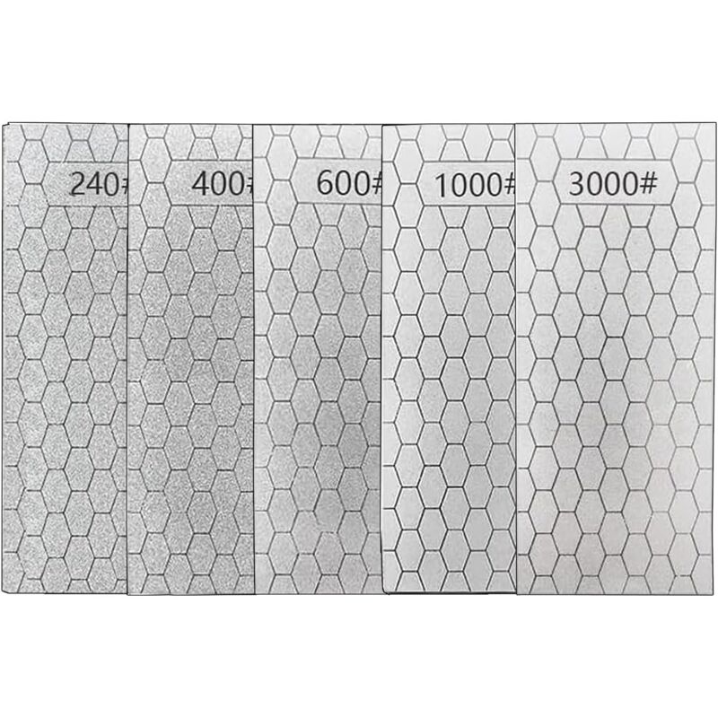 5 pièces Pierres à aiguiser diamantées, pierre à aiguiser pour couteaux, pierre à aiguiser diamantée avec base antidérapante pour ciseaux, outils à