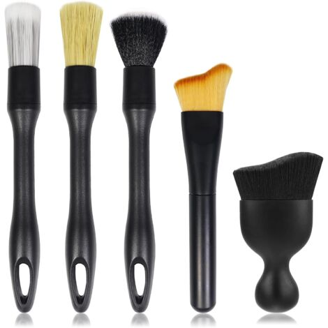 5 Pièces Pinceau Detailing, Pinceau Nettoyage Voiture Brosse Detailing Auto Brosse Souple Extérieur Enlever la Poussière pour La Voiture Tableau De Bord, Intérieur, Extérieur