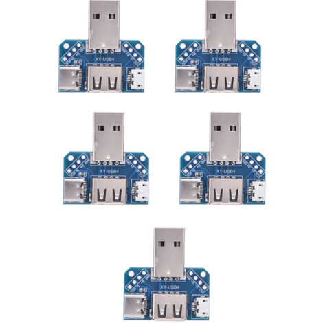 5 Pièces Plaque d'Adaptateur USB Mâle vers Femelle Type-C 4P 2.54mm Carte de Transfert