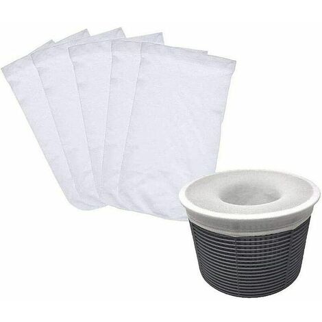 5 Pièces Pool Skimmer Socks, Chaussettes De Skimmer De Piscine, Filtres Durables Élastiques En Nylon, Chaussettes D'Écumeur De Piscine Pour Peuvent Emprisonner Pollen, Feuilles,Cheveux-Blanc