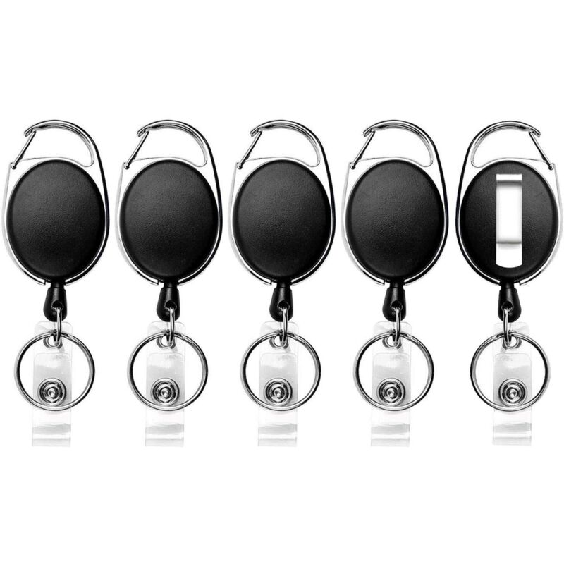 5 Pièces Porte Badge Enrouleur, Porte Clef Retractable, Porte Clé Retractable pour Bureau, école, Clés