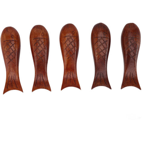 5 Pièces Porte-Baguettes en Bois en Forme de Poisson Support pour Cuillère Fourchette Couteau Rangement de Table