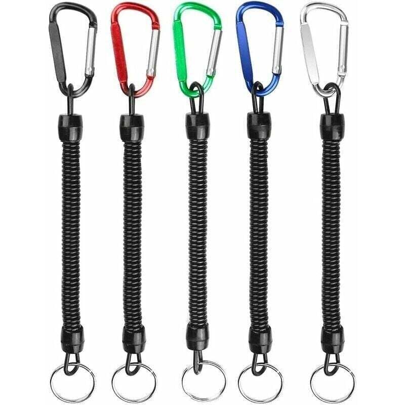 Image of 5 pièces porte-clés extensible long cordon élastique avec mousqueton d rétractable
