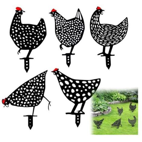 5 Pièces Poule de Jardin, Art de la Cour de Poulet, Statue de Coq de Cour, Décoration de Jardin Exquise, Statues d'Art de Cour