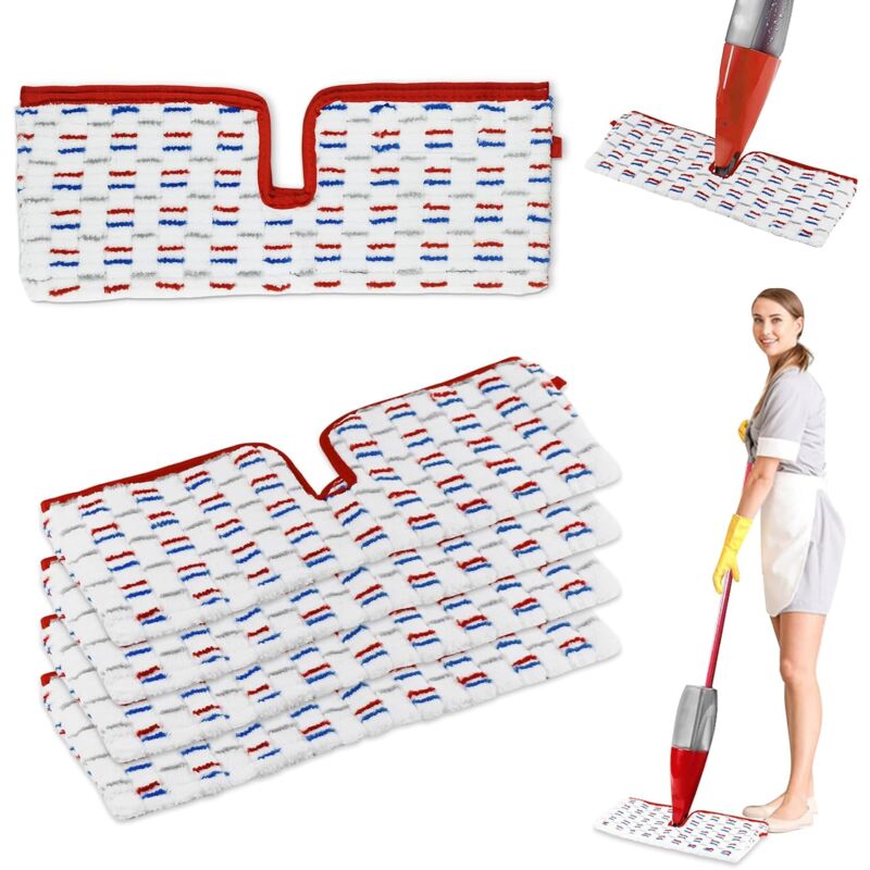 5 Pièces pour Vileda Spray Balai Recharge Microfibres Kit,2 en 1 Réutilisable pour Vileda 1-2 Spray Max Balai Serpillere Rouge Bleu Recharge , pour