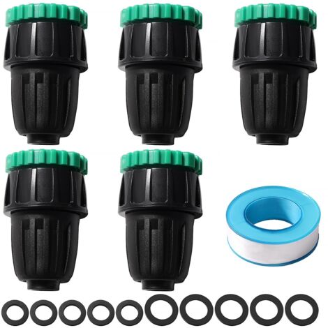 5 Pièces - Raccord Irrigation - Adaptateur Micro Irrigation - Connexion Rapide G1/2 G3/4 - Pour Tuyau 13mm 16mm - Agriculture Jardin Pelouse - Noir Vert - 10m