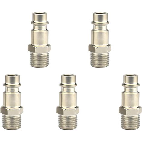 5 Pièces Raccords de Tuyau Conduite D'air, D'air Pneumatique,Raccord Raccord Compresseur, Connecteur Coupleur à Filetage Mâle, pour Connecteurs -
